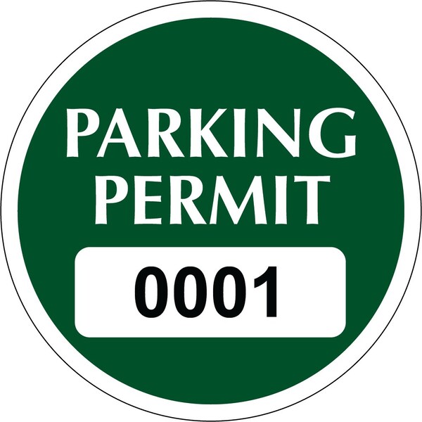 Lustre-Cal Repositionable Parking Permit Green 2in x 2in Circle Serialized 001-050, 50PK 253749Py1GDi0001 - main
